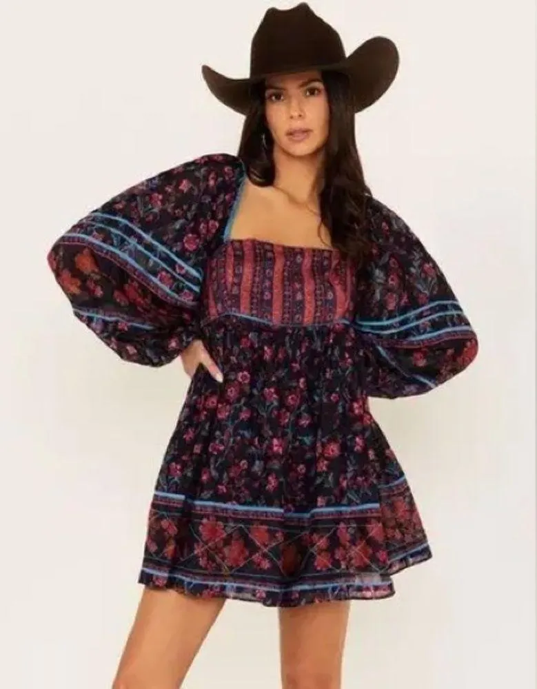 FREE PEOPLE Endless Afternoon Mini Dress in Midnight Combo XS - Image 2