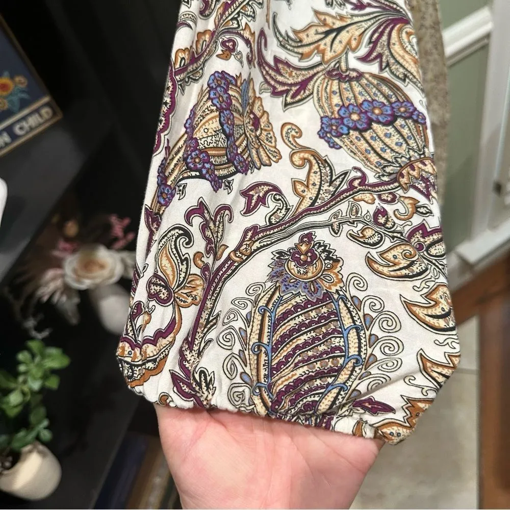 GiGio USA Boho Floral Paisley Kimono Duster Robe | Size Large Blue - Image 6