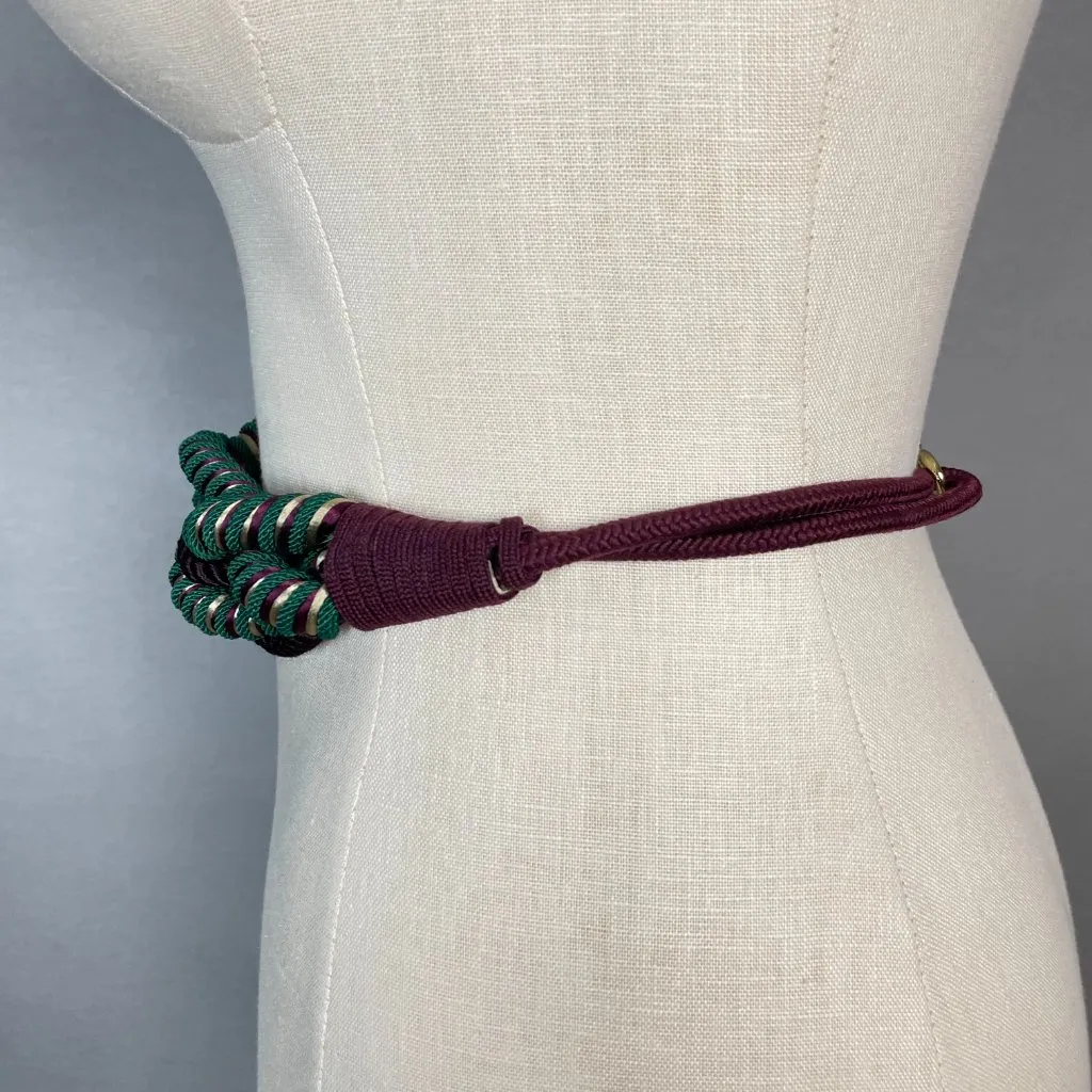 Vintage Cord Belt Twisted Braided Stretch Women Green Wine Gold 70s 80s Dramatic - Image 5