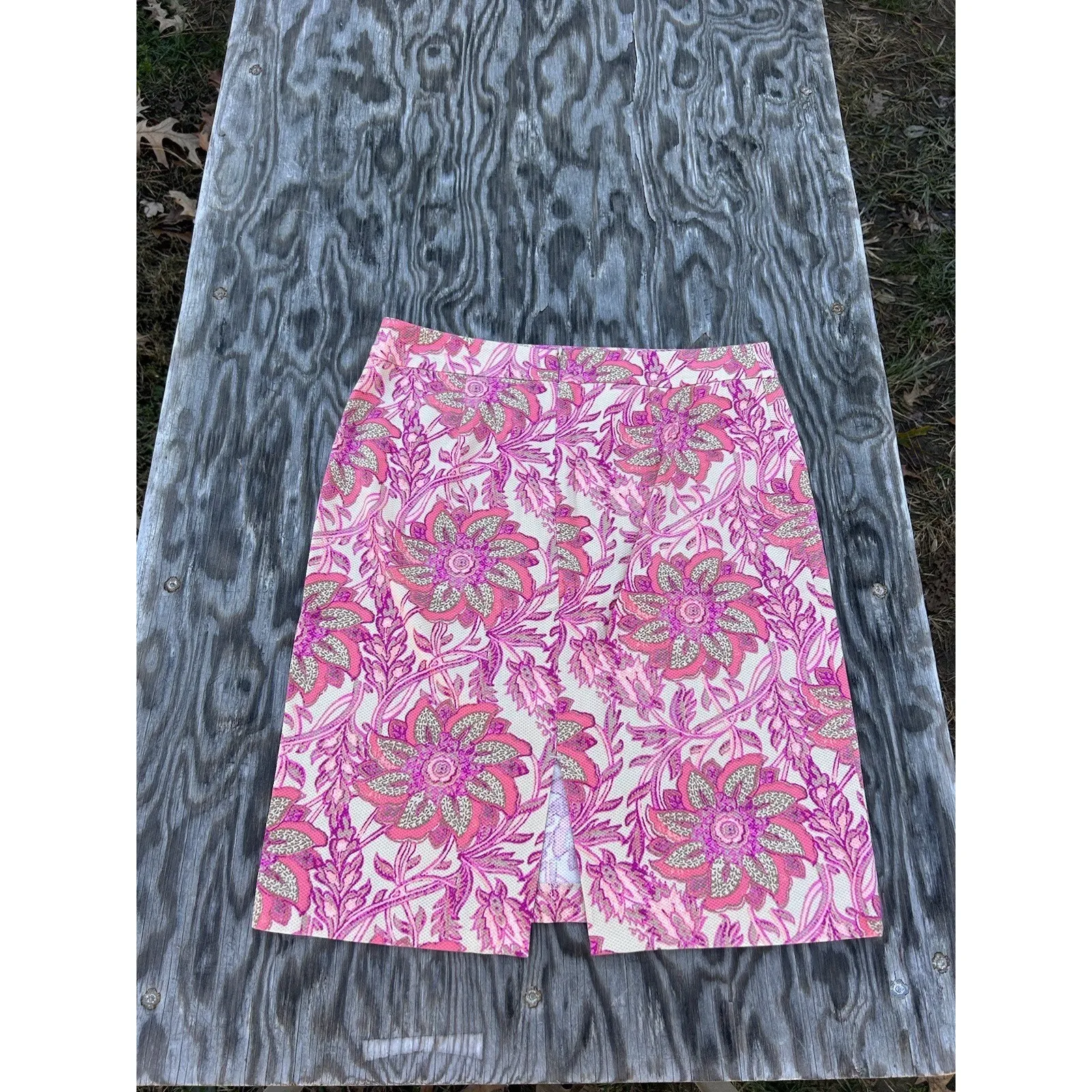 Jaclyn Smith Classy Cute Skirt Size 10 Floral‎ Pink Beige Summer Spring Cottage - Image 5
