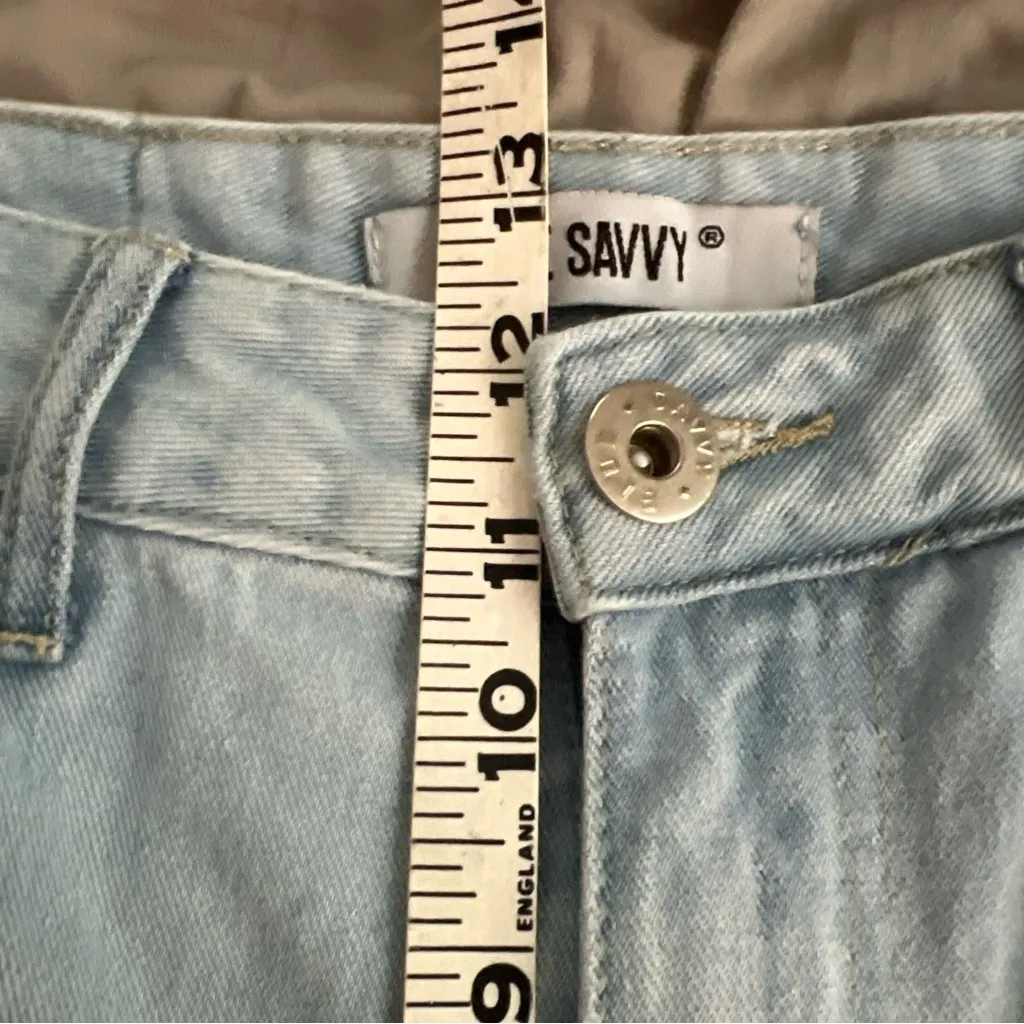 Blue Savvy Denim 2 Tone Jeans Jr Sz 9 Boho Retro 5 PCKTS Straight Leg Y2K 90s EC - Image 9