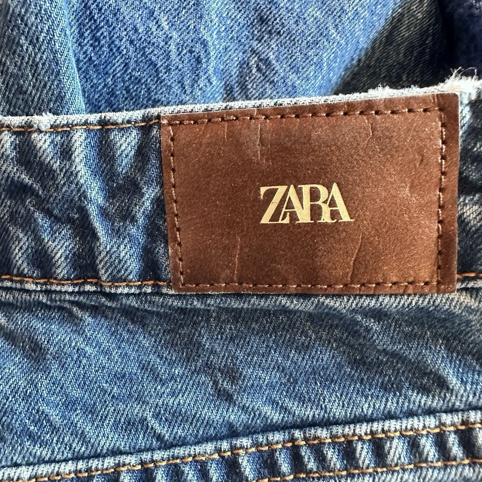 Zara Z1975 Mid Waist Straight Leg Cut Out Jewel Jeans in blue denim 4 - Image 10