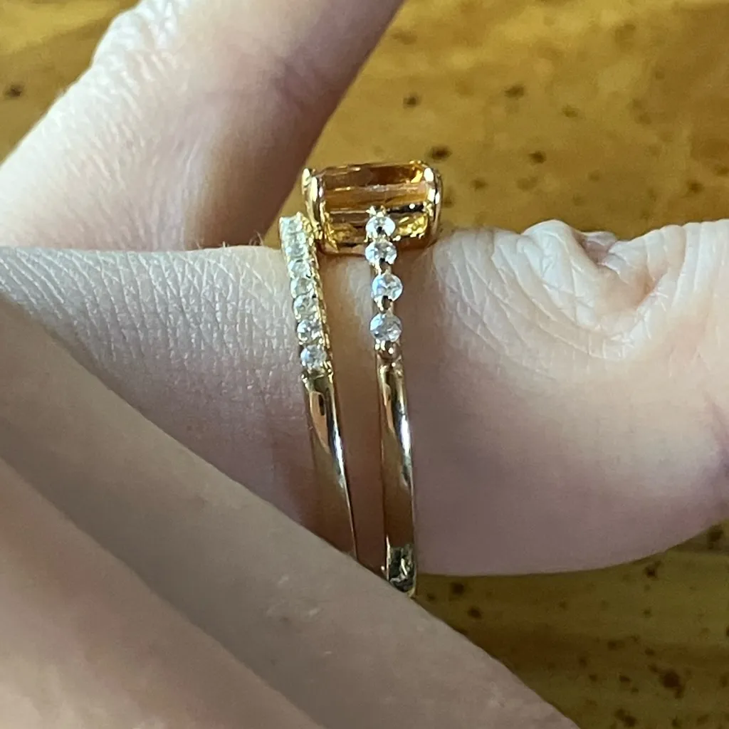 Brazilian Citrine Sterling Silver Ring Set Size 7.75 Gold - Image 3