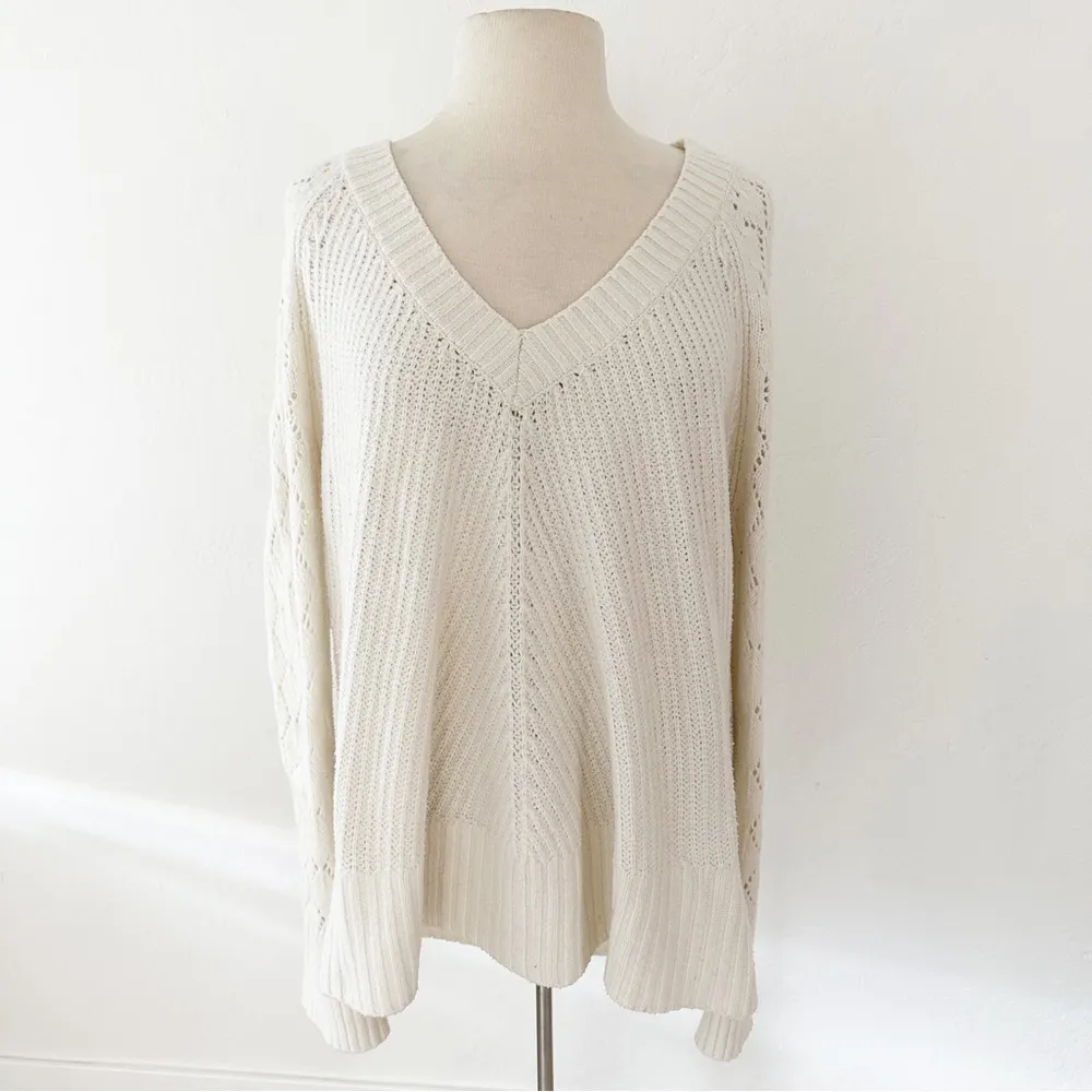 Anthropologie White Ramona Cable Pointelle Knit Chunky Alpaca Sweater | XL - Image 83