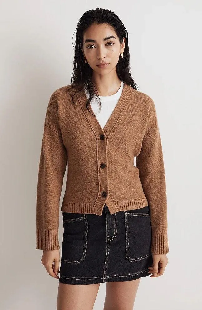 Madewell Black Wool Blend V-Neck Slim Fit Button Front Cardigan Sweater Size XXS - Image 2