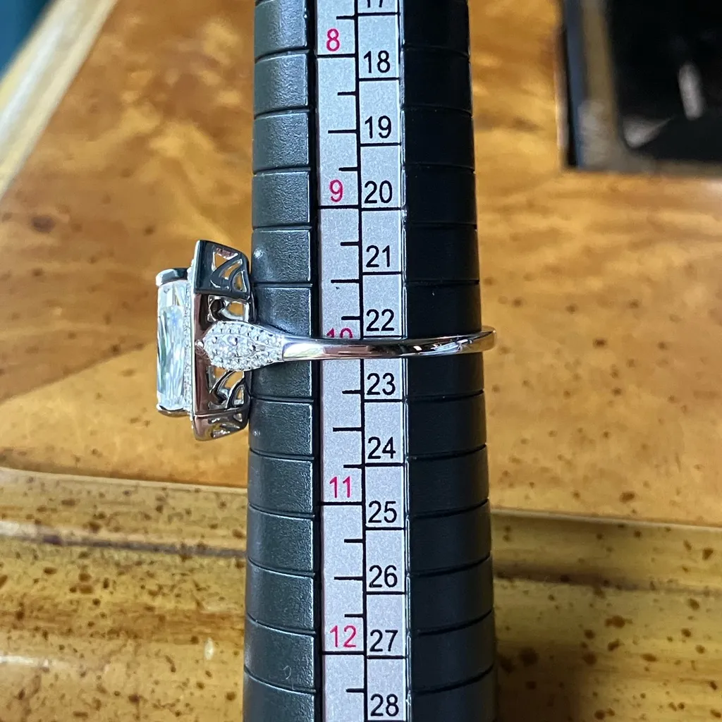 Genuine Moissanite Sterling Silver Ring Size 10 - Image 9