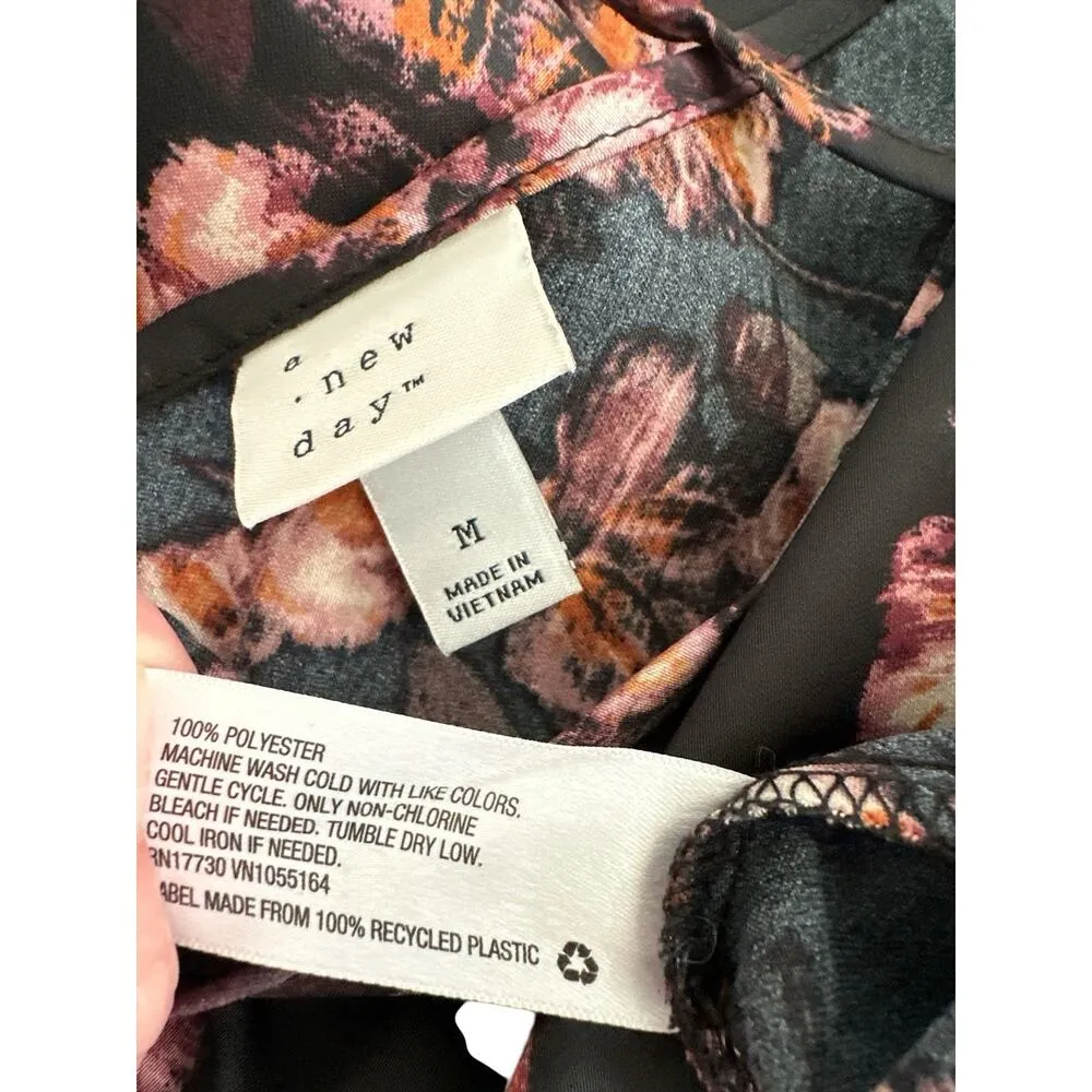 A.New Day Black Floral Slip Dress Size M - Image 9