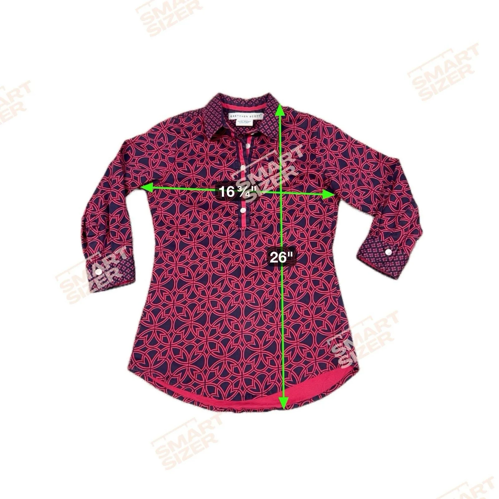 Gretchen Scott Shirt Womens XS Pink Navy Blouse Preppy Cotton Popover Top - Image 7