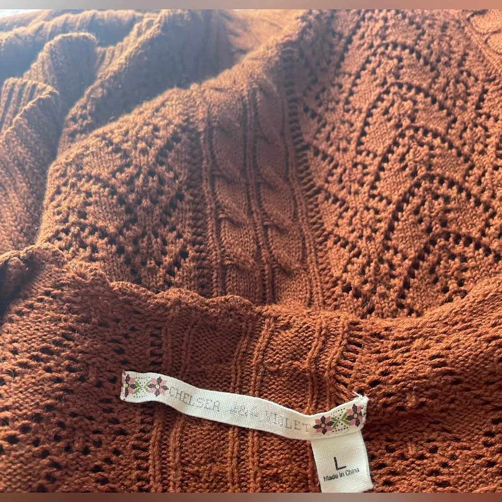 Chelsea & Violet Rust Sweater with Ruffle Accents - Image 3