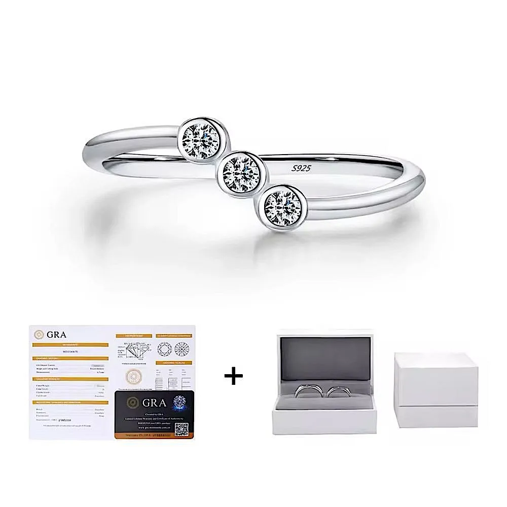 Sparkling Moissanite‎ Diamond Ring | 14k White Gold Plated Sterling Silver - Image 2