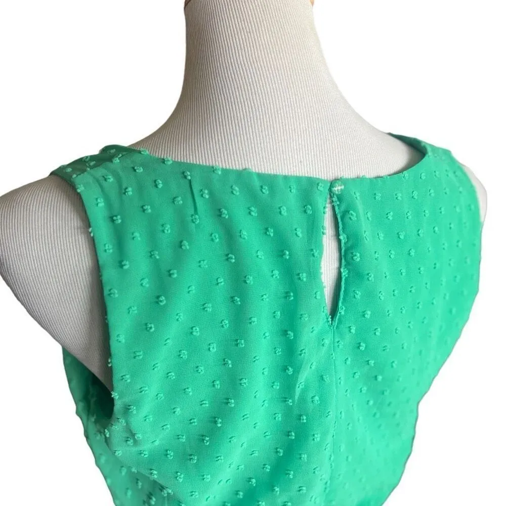 Womens Elle Teal Swiss Dot Sleeveless Classy Belted Shift Dress - Sz 8 - Image 3