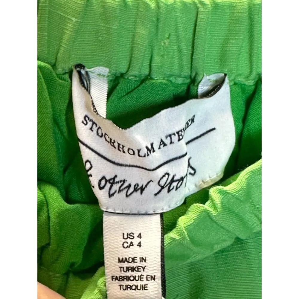 & Other Stories & Other Stories Women's Size 4 Green Midi Skirt Side Slit Elastic Waist NWT - Image 3