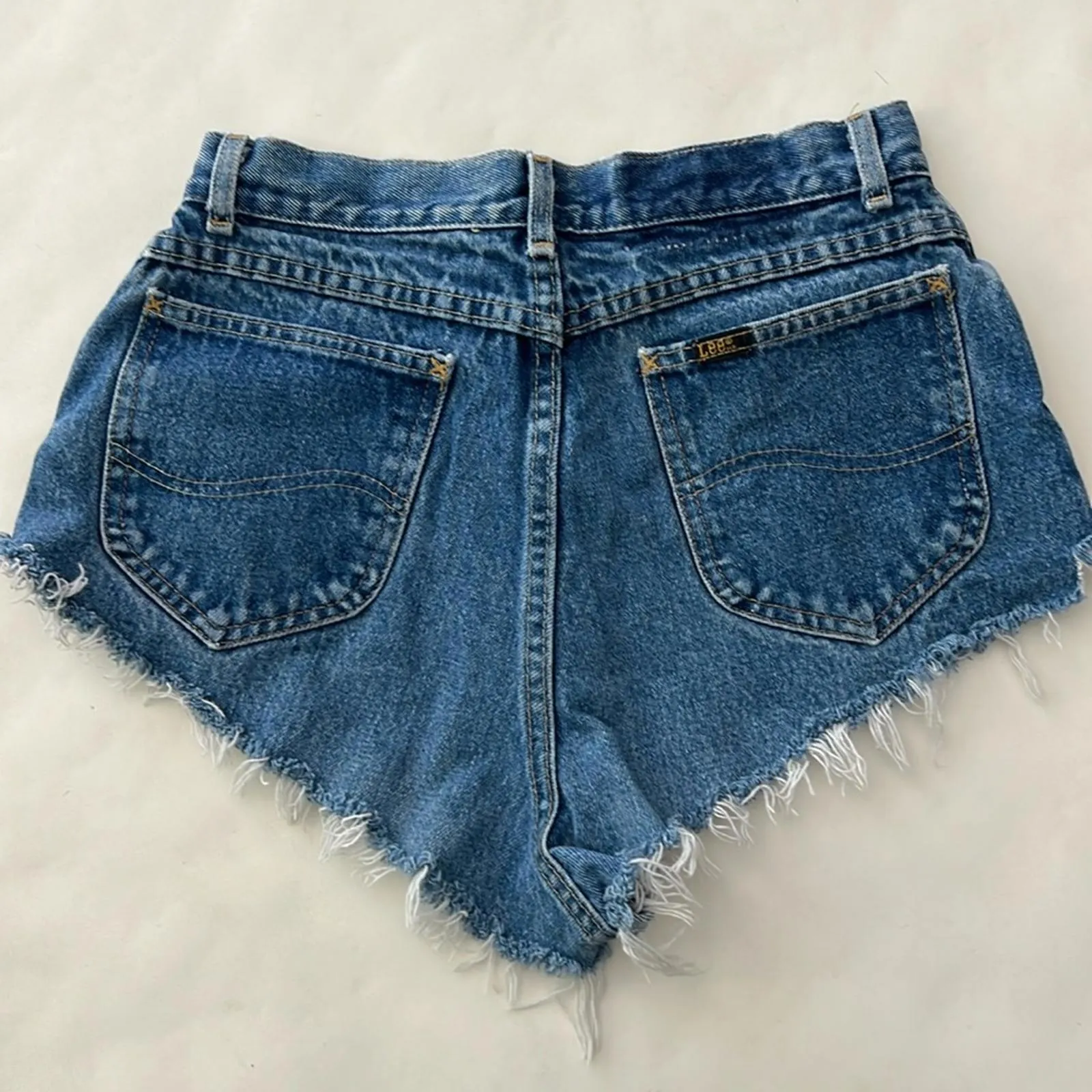 Vintage LEE Riders 80s Denim Short Booty Jean Shorts 25/26" - Image 2