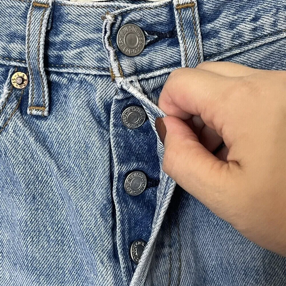 Levi’s Wedgie Straight Distressed Jeans Size 24 Blue High Rise Ripped Cropped - Image 13