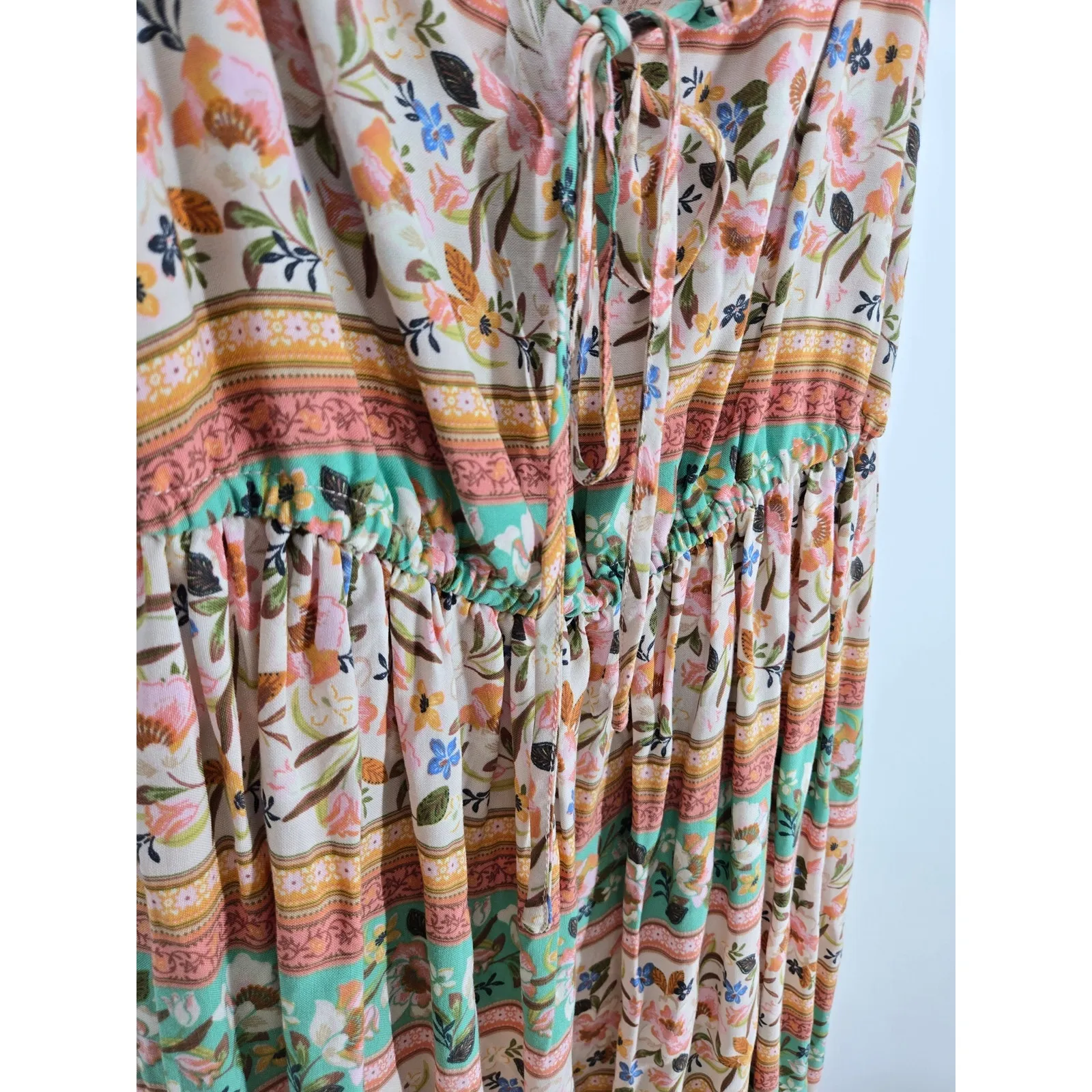 NWT O'Neill Delena Sun Dress with Drawstring V-Neckline in Tapioca Size Small - Image 13