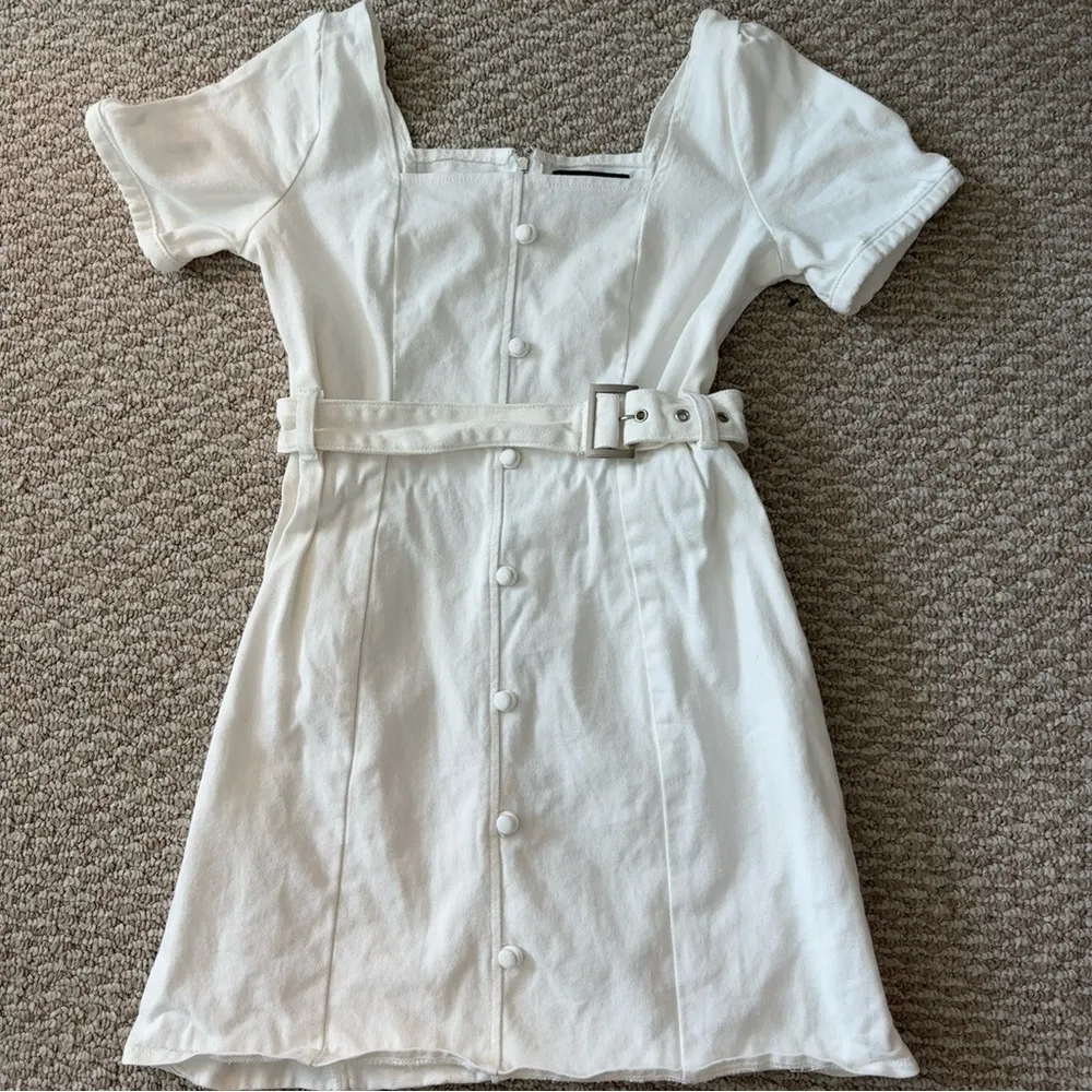 White Denim Mini Dress - Image 3