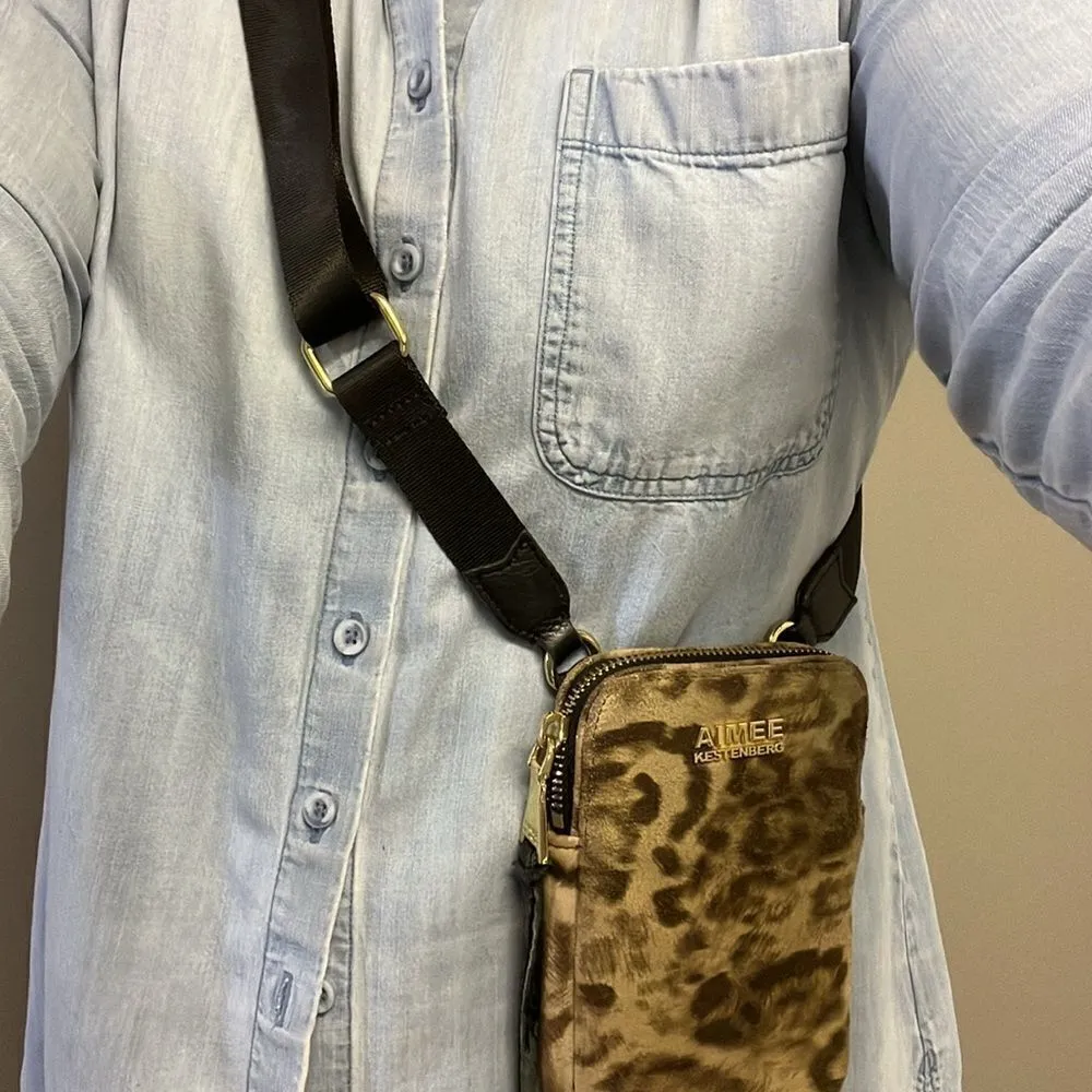 Aimee Kestenberg Animal Print Leather Just Saying Stadium Wallet Mini Crossbody - Image 14