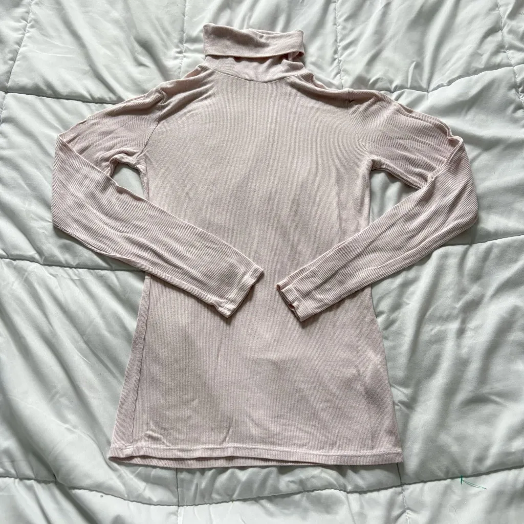 Michael Stars Los Angeles Pink Ribbed Turtleneck Long Sleeve One Size Winter - Image 1