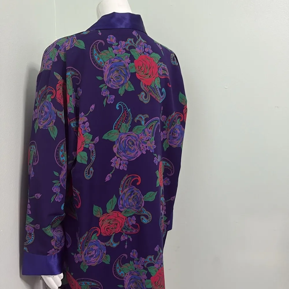 Victoria Secret gold label vintage purple double breasted rose robe large - Image 7