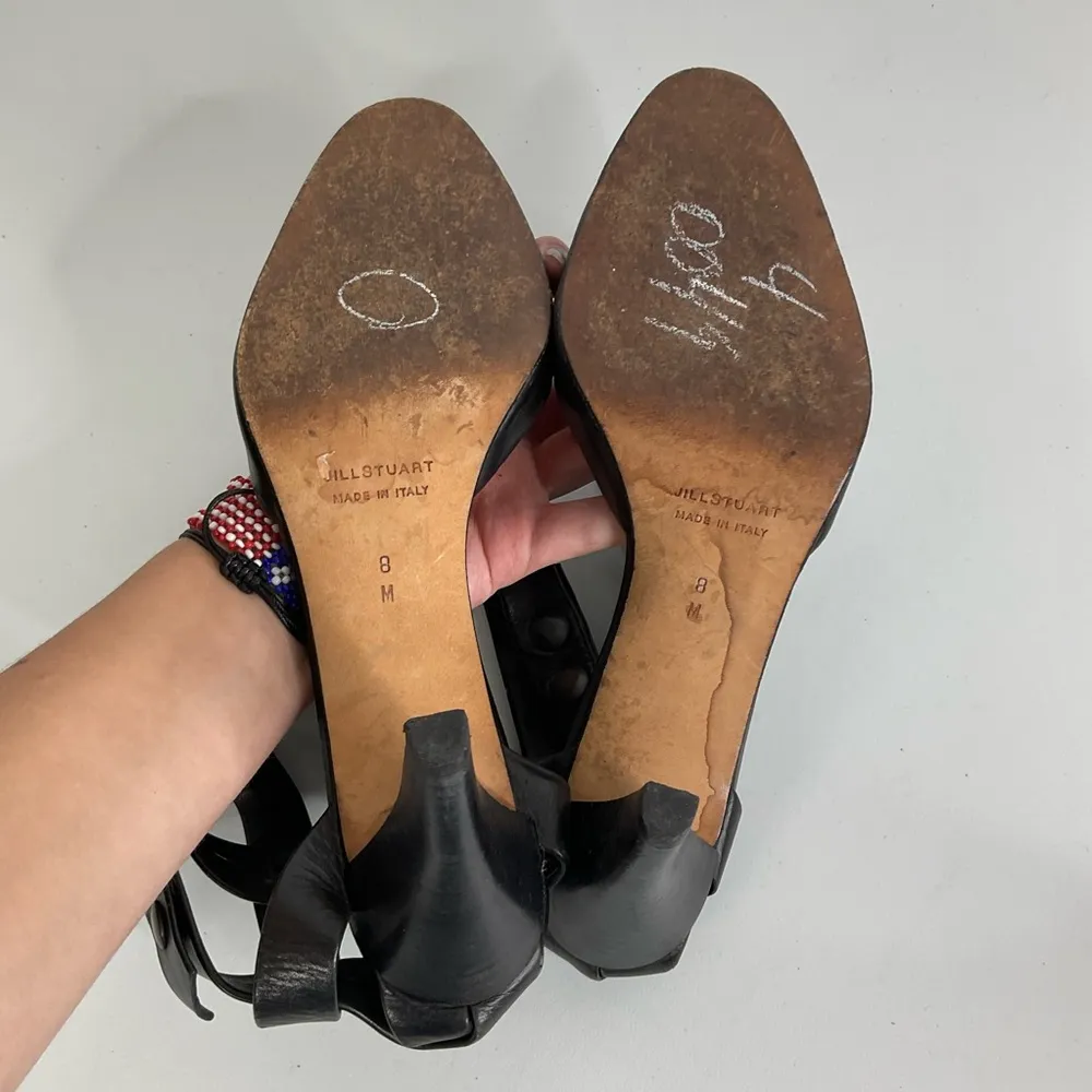 Jill Stuart Black Leather‎ Ankle Strap Heels Size 8 - Image 6