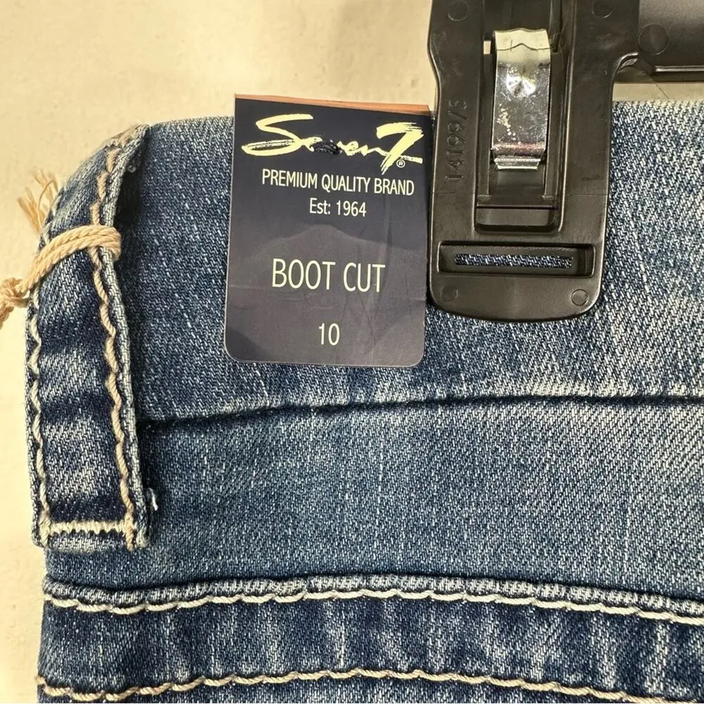 NWT Seven7 Women’s Size 10 Boot Cut Sequin Pockets Denim Blue Jeans - Image 9