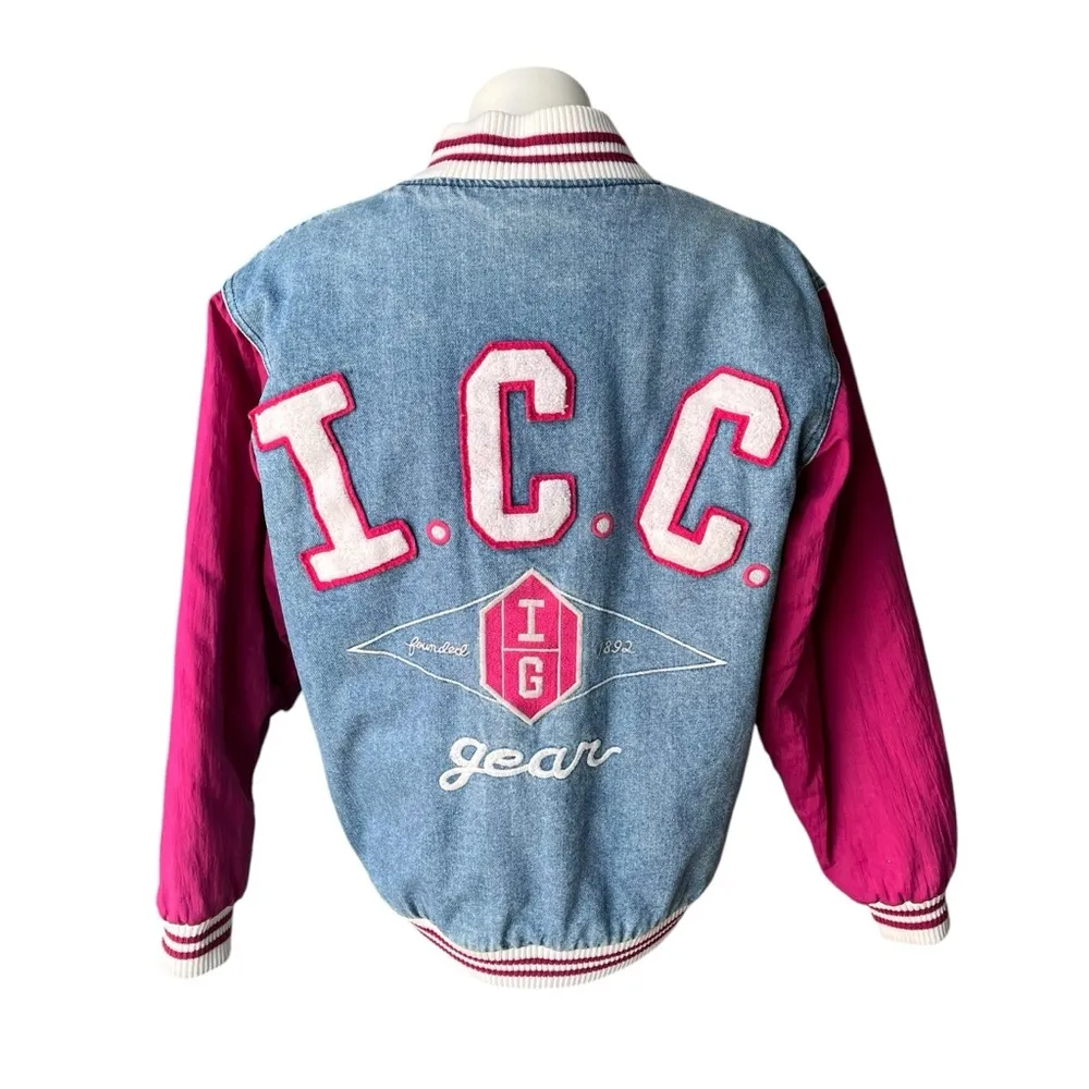 Vintage Ivy Club Classics Denim Bomber Jacket, Sz S Blue - Image 2