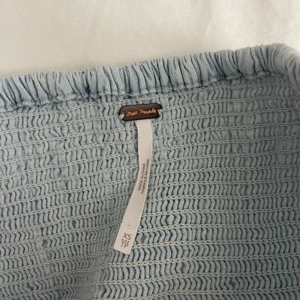 Free People Better Days Light Blue Wash Raw Hem Tube Top - Image 3