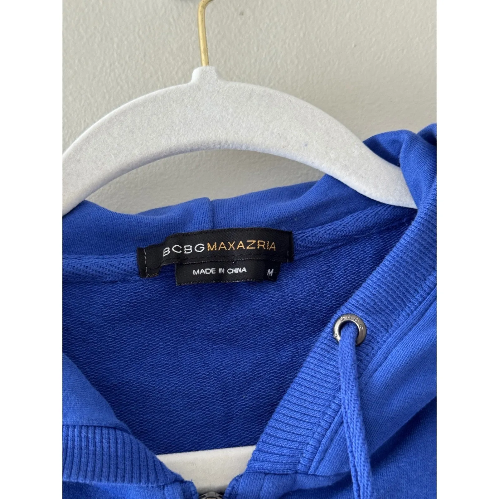BCBGMAXAZRIA Hoodie Size Medium Blue Full Zip Front Pocket Winter Jacket - Image 6