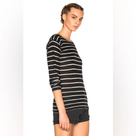 R13 Cashmere Striped Knit Sweater Tee - Image 3