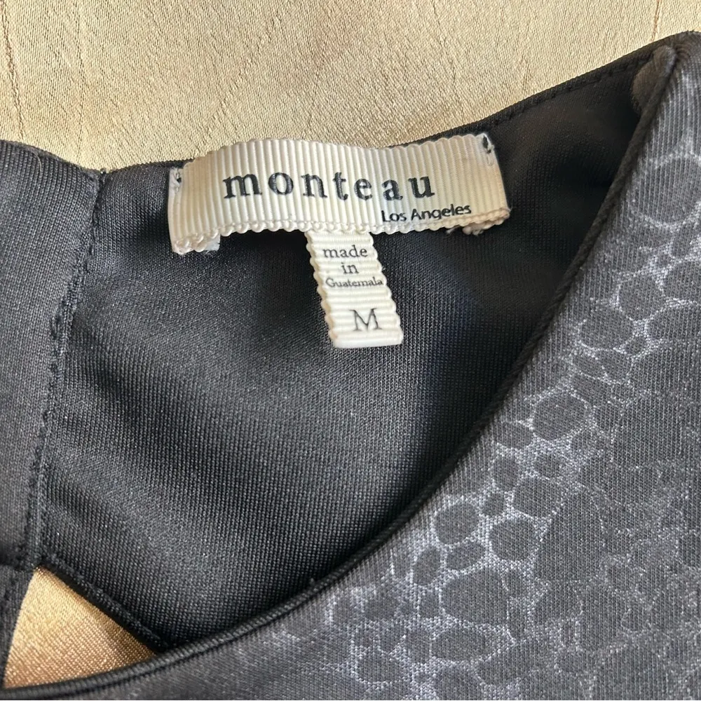 Monteau Los Angeles Black Cut Out Crop Tank Top- Medium Animal Print - Image 4