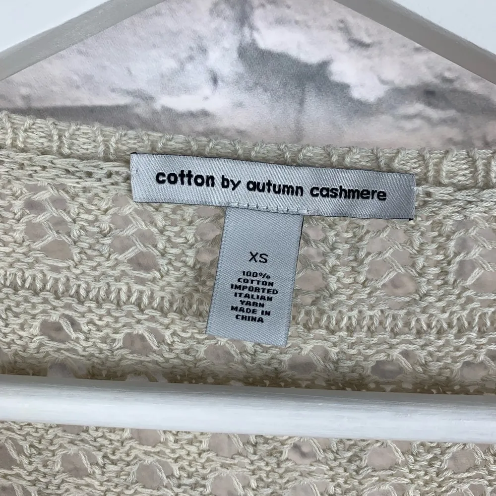 Cotton by Autumn Cashmere Crochet Pointelle Tassel Sweater XS - Image 5