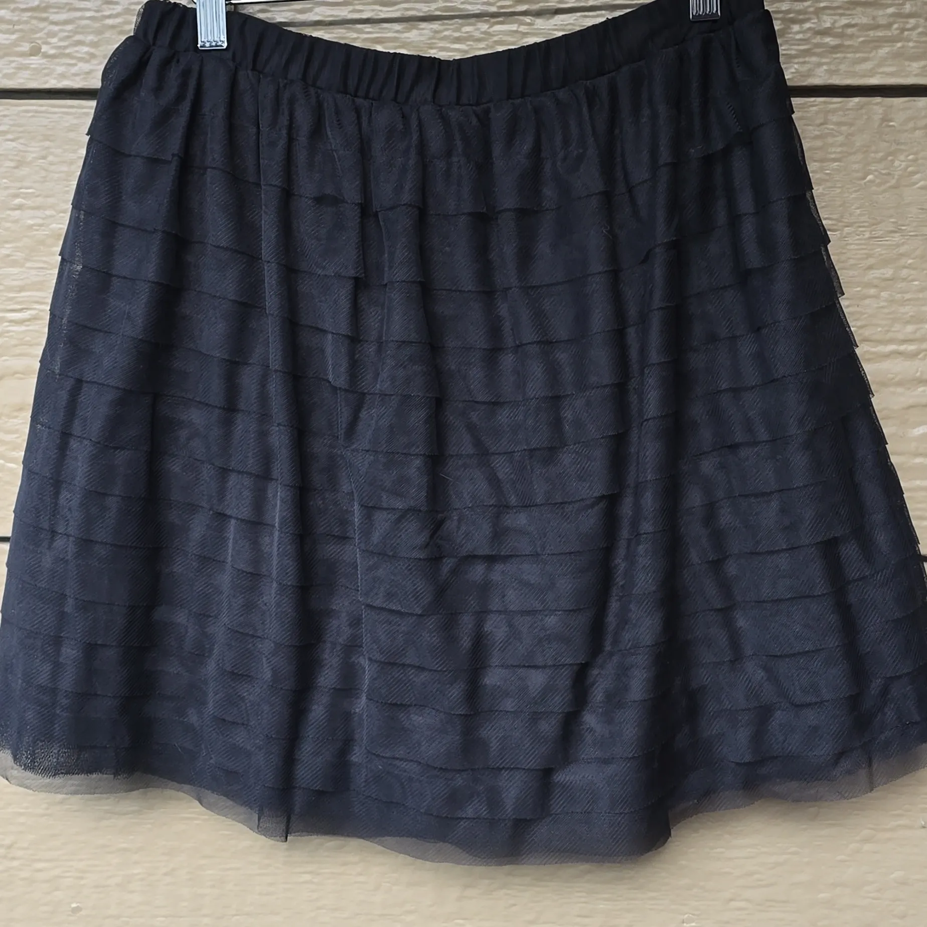 BCBGMaxazria Alegra Bias Tiered black tiered mesh mini skirt XS - Image 5