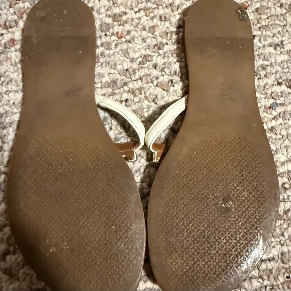 Tory Burch Sandals Melinda T Strap Flip Flops Half Moon Tory Medallion- Size 7 - Image 4