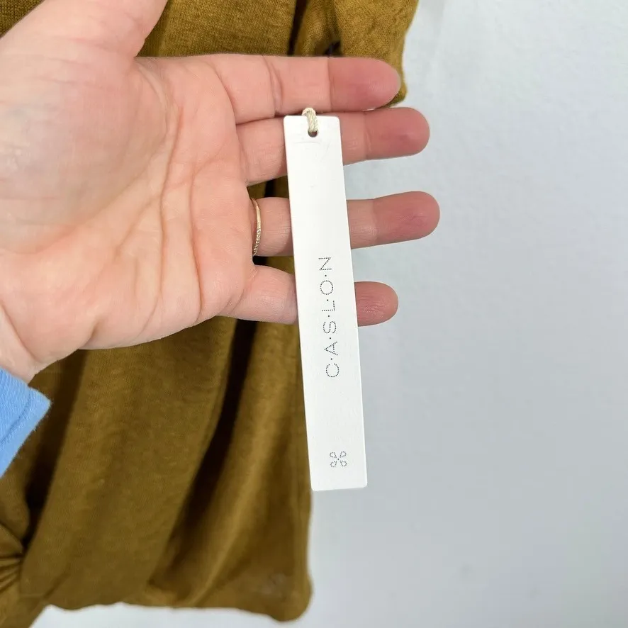 CASLON Bronze Mustard Gold Marled V Neck Twist Front Short Sleeve T Shirt Top - Image 6