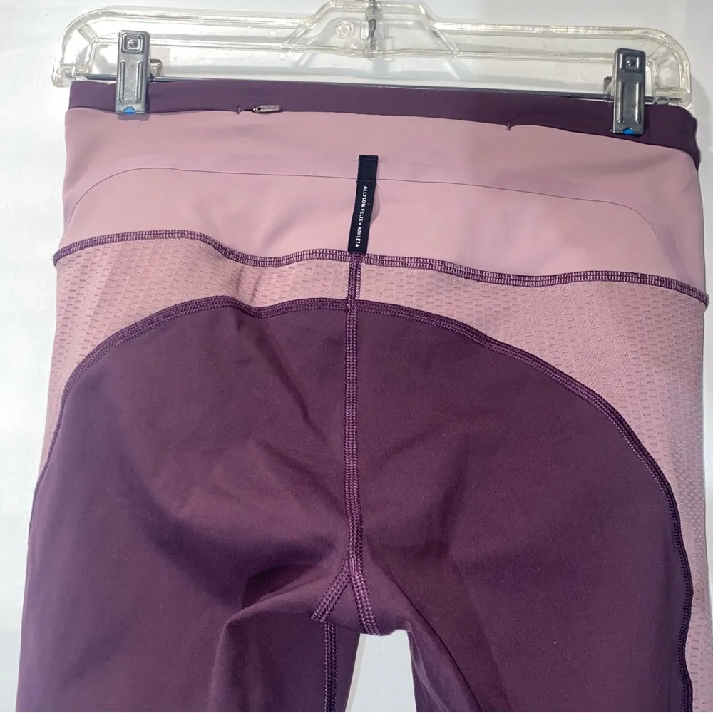Athleta Allyson Felix Legend Mesh 7/8 Tights Yoga Colorblock Purple Size Small - Image 8