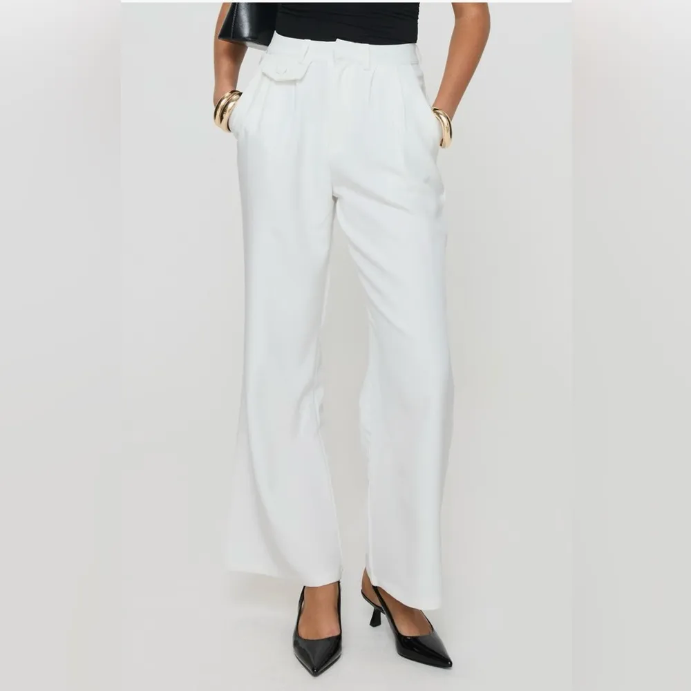 Princess Polly White‎ Pleated Wide Leg Pants Size 4 - Image 2