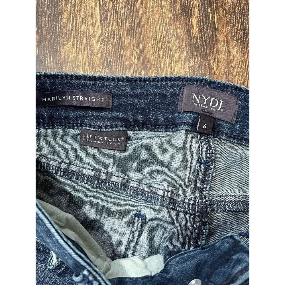 NYDJ Marilyn Straight Jeans Womens 6 Slimming Mid Rise Medium Wash - Image 2