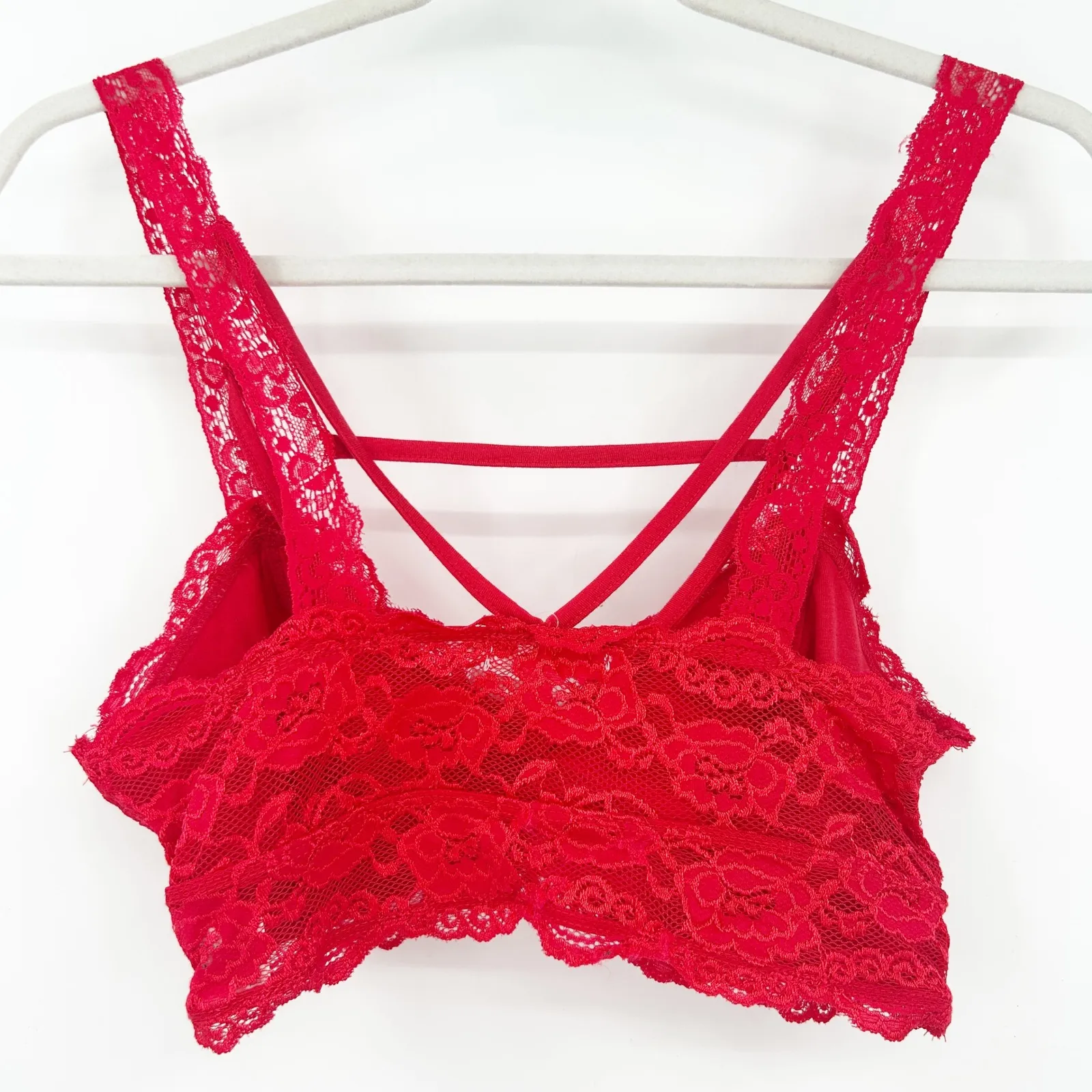 NWT Francescas Mi Ami Red Lace Bralette Criss Cross Back Lingerie‎ Top Size M Size M - Image 7