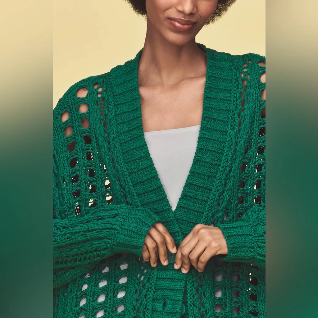 Maeve Anthropologie Oversized Open-Stitch Long Sleeve Cardigan Sweater Small - Image 5