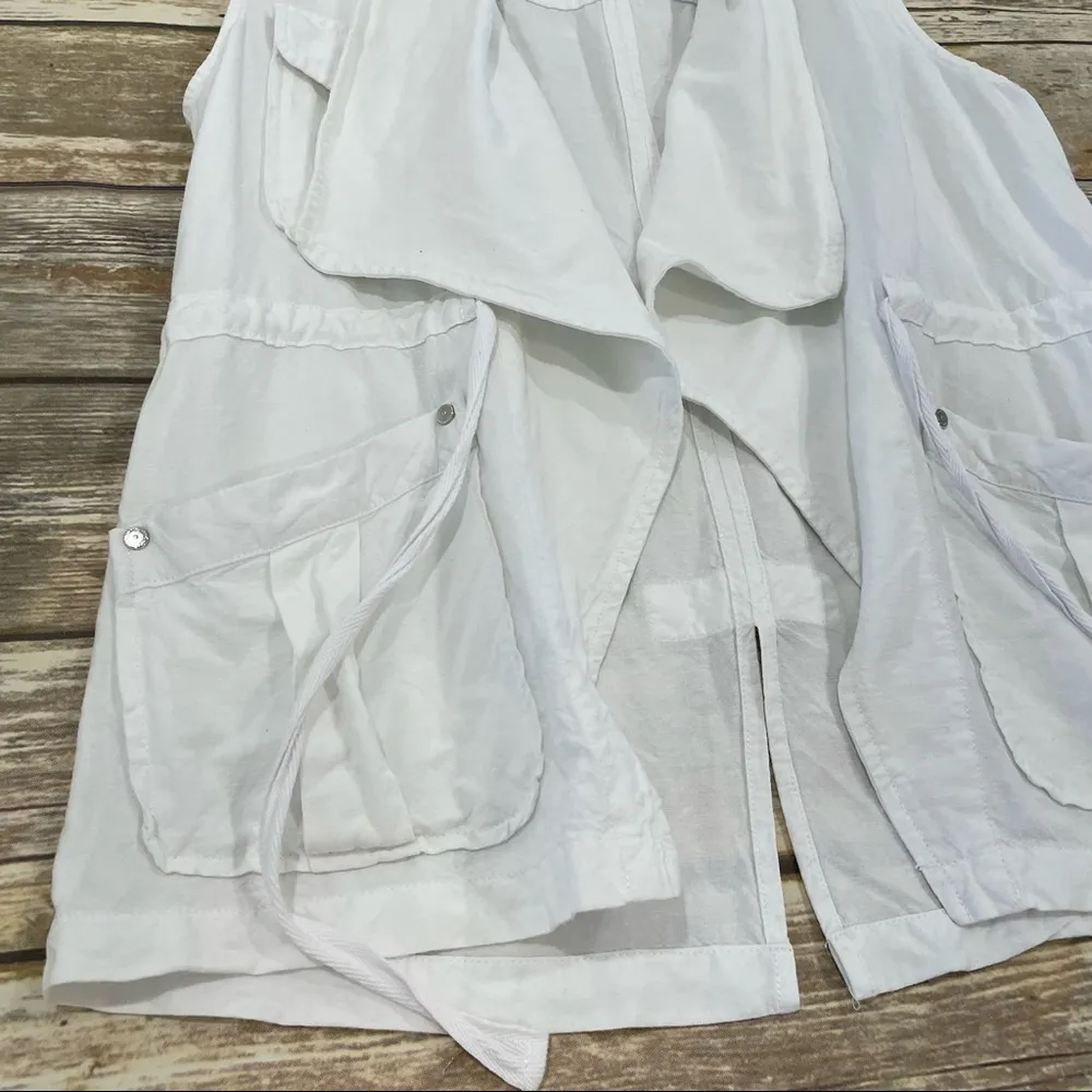 Anthropologie Sanctuary White Linen Blend Open Front Vest - Image 11