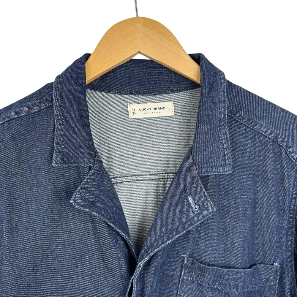 Lucky Brand Surplus Jumpsuit denim coveralls boiler suit dark wash straight SZ L - Image 8