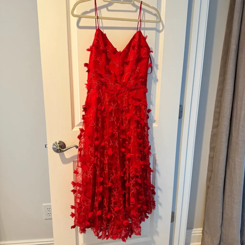 MILLY Joselyn Embroidered Midi 3D Tulle Dress | Size 6 - Image 2