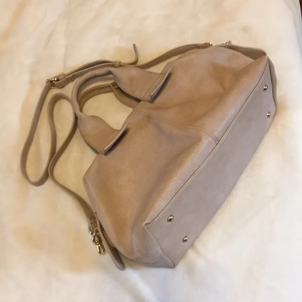 Moda Luxe Beige Satchel Crossbody Bag Purse - Image 2