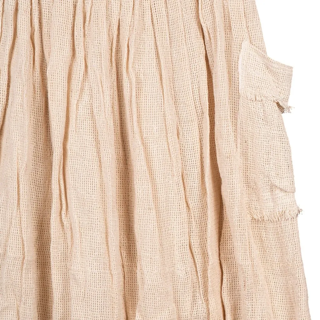 VTG Rattan Skirt 7 Beige Cotton Mesh Pockets Fringe Boho Indie Earthy Peasant Size undefined - Image 4