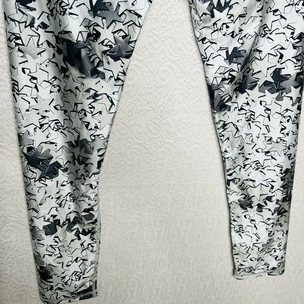 Terez High-Waist Leggings Size L Celestial Silver Star Confetti Full Length Gray - Image 8