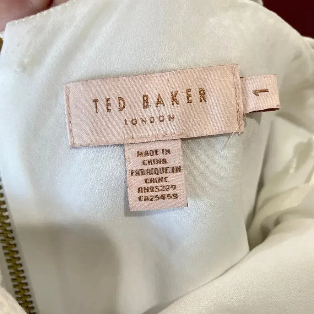 TED BAKER Monaa White Fit and Flare Dress Bridal TB 1 US Size 4 Floral Lace - Image 8