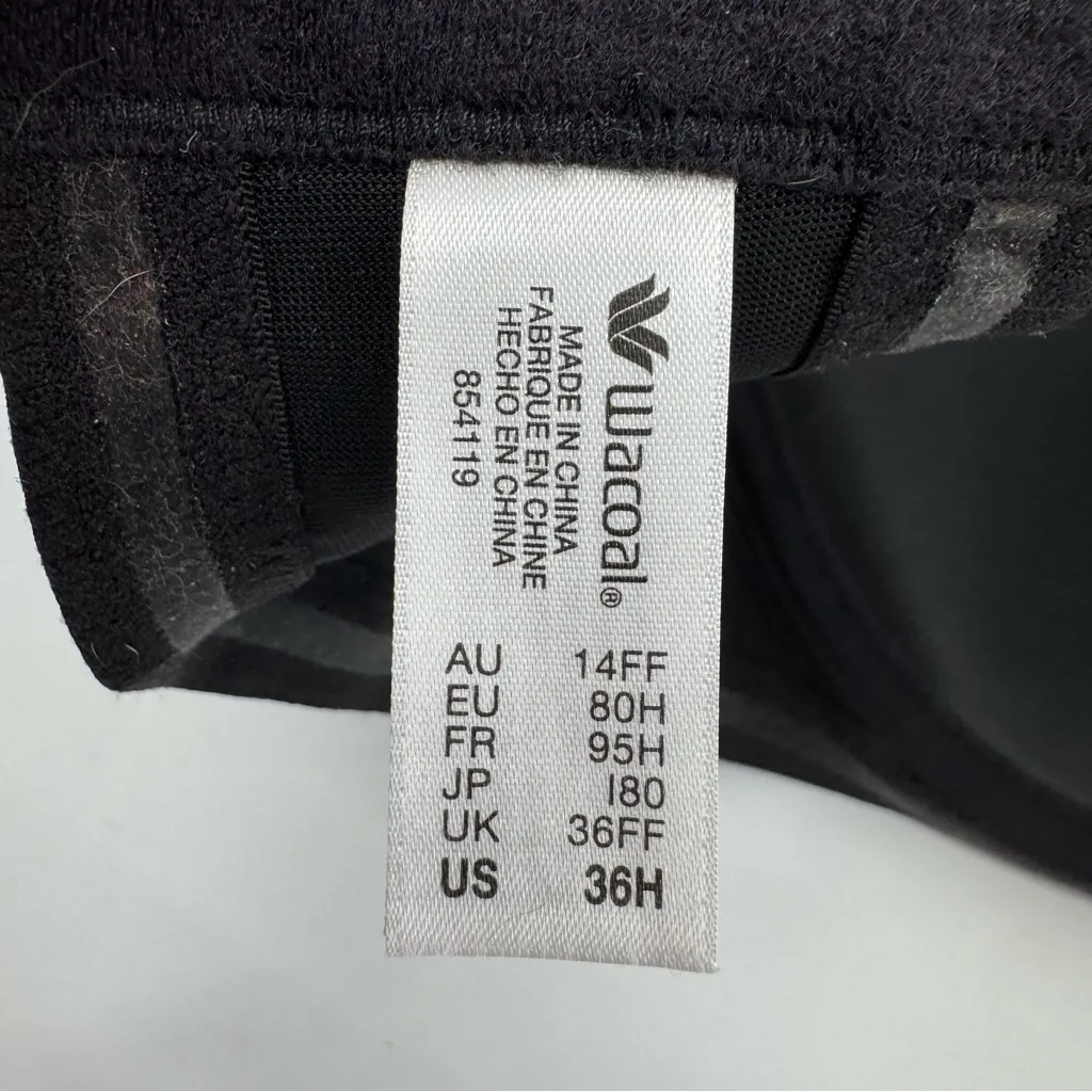 WACOAL Red Carpet Full Figure Underwire Strapless Bra 854119 Black Sz 36H - Image 8