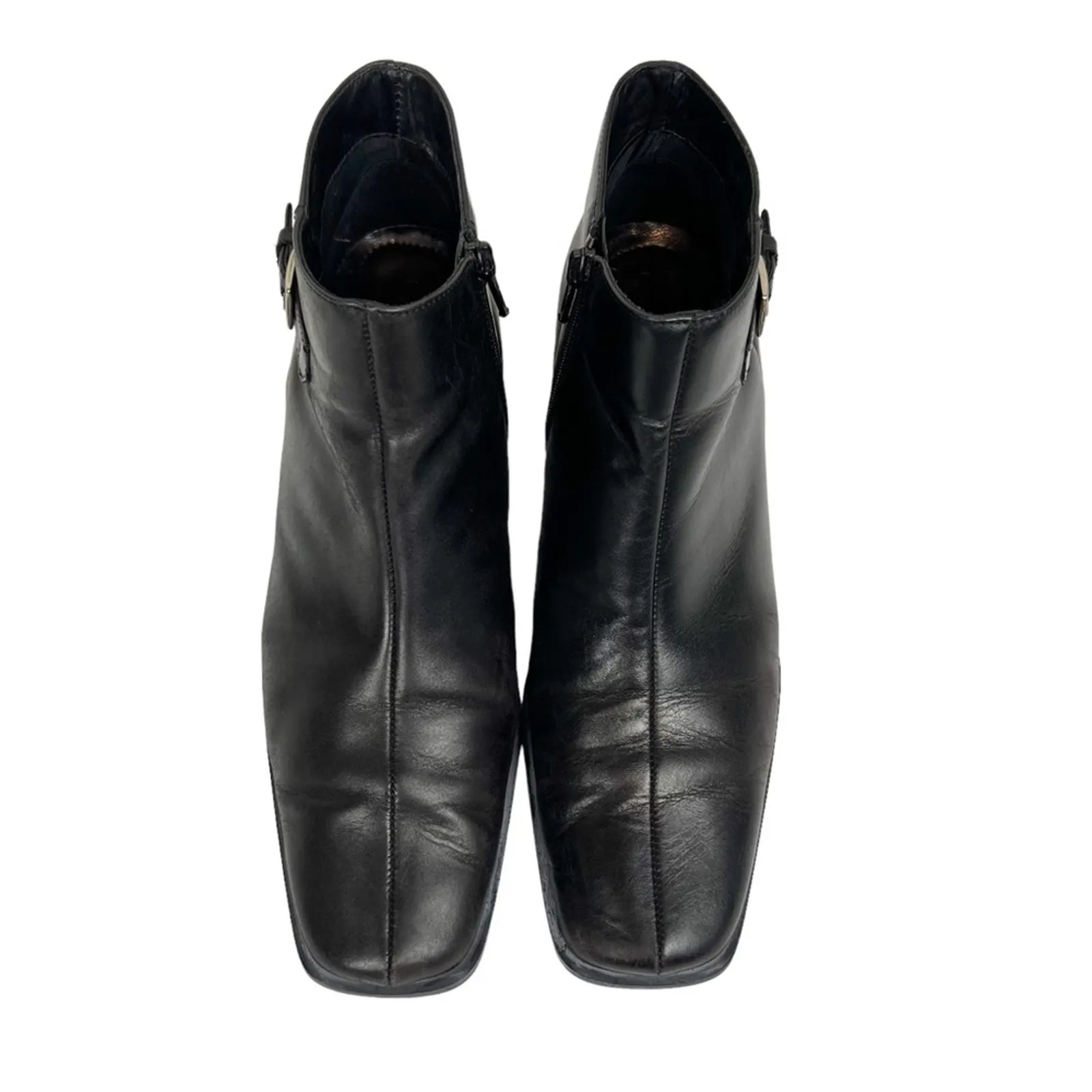 Vintage Ecco Black Leather Square‎ Toe Ankle Boots Booties Size 7 - Image 3