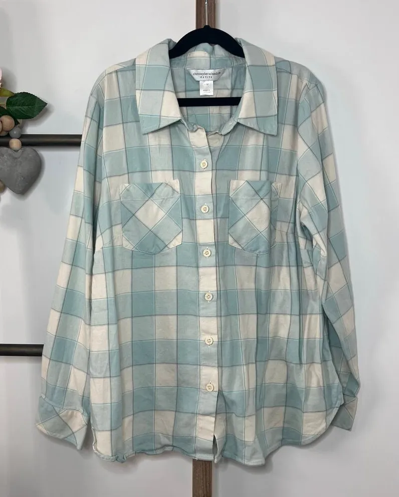 Christopher and Banks Petite Long Sleeve Button Down Shirt Size Medium - Image 1