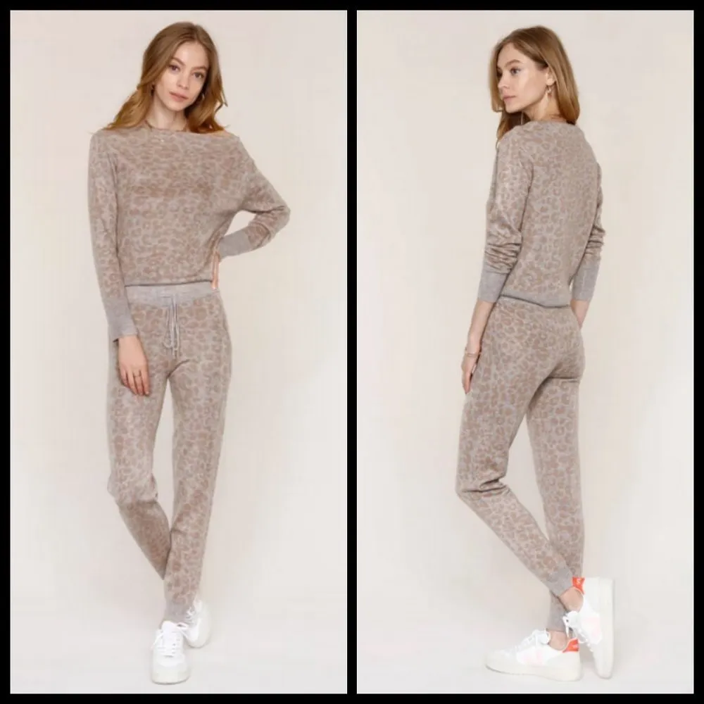 đź’•HEARTLOOMđź’• Iris Joggers Slim Fit Fawn Jacquard Leopard Inspired Stitch M NWT - Image 3